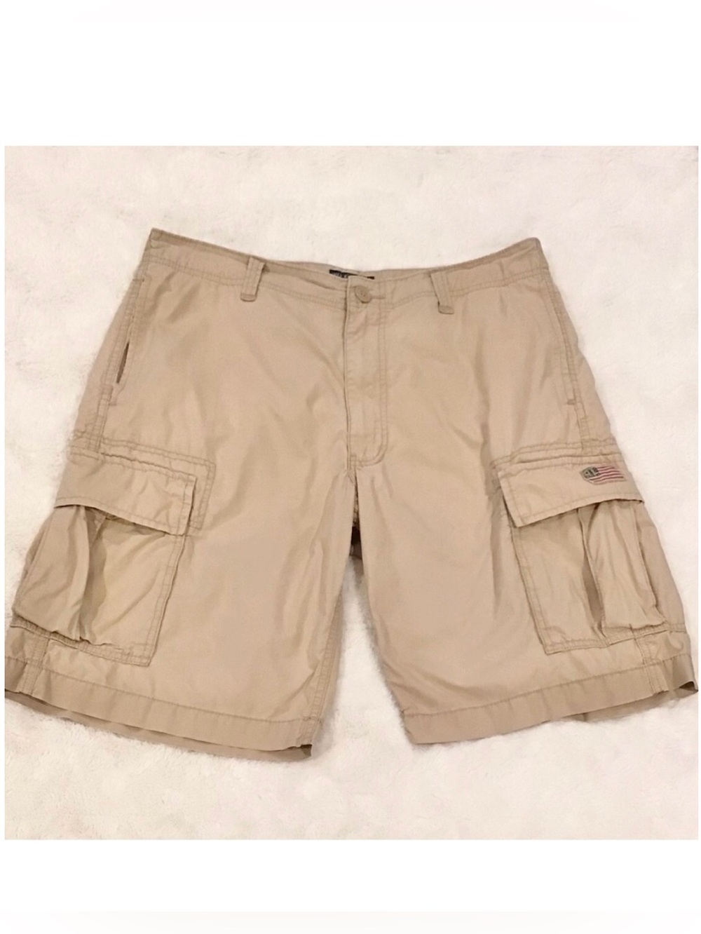Polo Ralph Lauren 34 Cargo Shorts Flag Logo Tan Men’s Light Stains